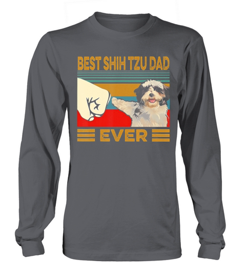 Best Shih Tzu Dad Ever Retro Vintage T-Shirt Long sleeved Unisex