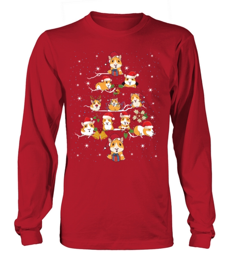 Guinea Pigs Christmas Pine Tree Funny Holiday Long sleeved Unisex