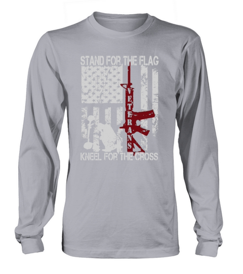 Mens Stand for the flag Kneel for the cross T Shirt Long sleeved Unisex