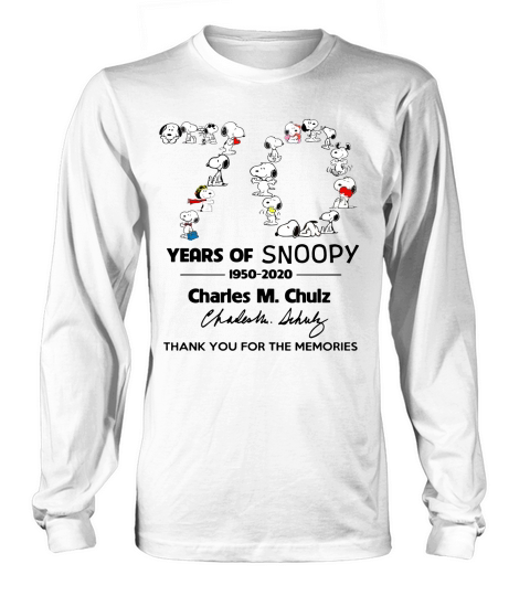Snoopy 70th Anniversary 1950 2020 Charles M. Schulz thank you t-shirt Long sleeved Unisex