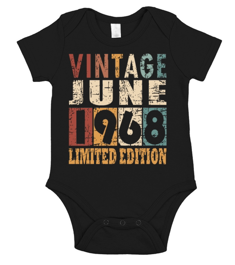 1968 vintage born in June gift Short Sleeve Baby One-Piece