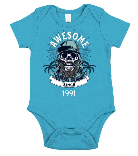 Awesome Since 1991 Vintage Birthday Retro Short Sleeve Baby One-Piece