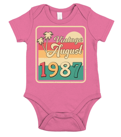 Birthday Greeting For August 1987 Short Sleeve Baby One-Piece