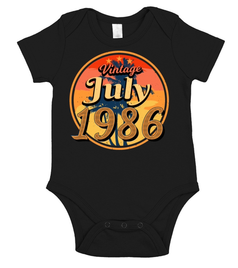 Birthday Greeting For July 1986 Short Sleeve Baby One-Piece
