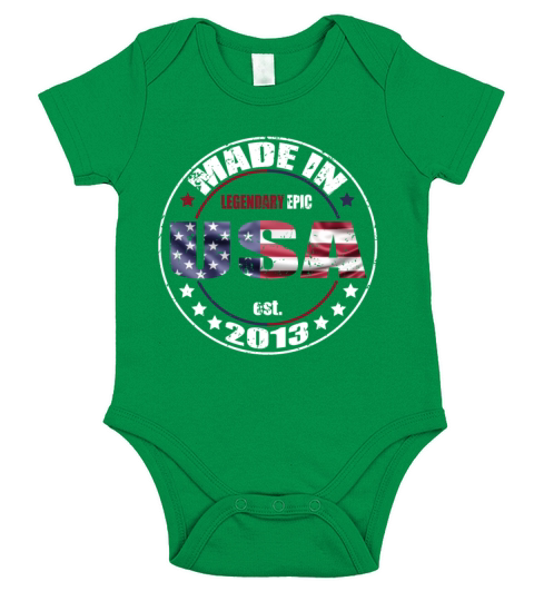 Birthday Saying Born USA 2013 Short Sleeve Baby One-Piece