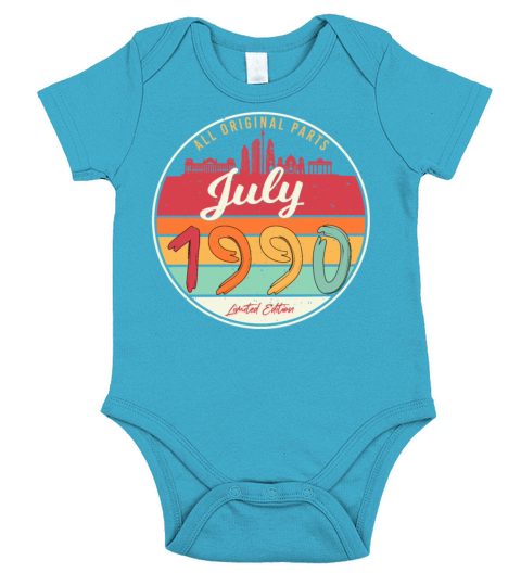 Born In July 1990 Short Sleeve Baby One-Piece