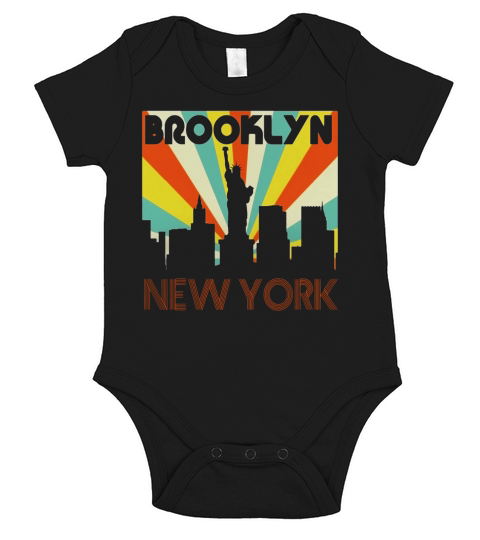Brooklyn City New York State Vintage T-Shirt, Retro Brooklyn Short Sleeve Baby One-Piece