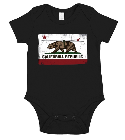 California Republic Surfing Bear Flag Vintage T-Shirt Short Sleeve Baby One-Piece
