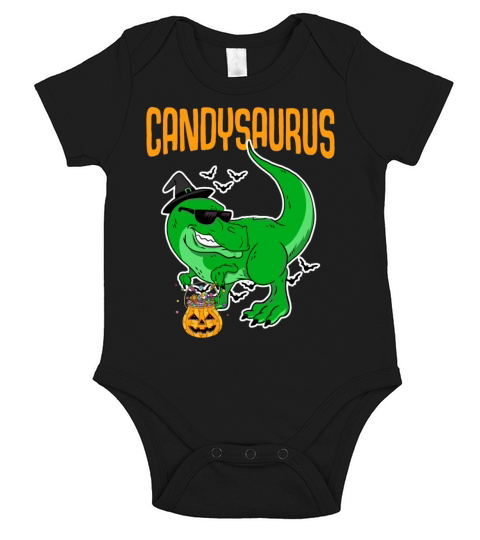 Candysaurus Creepy Trex With Pumpkin Face For Short Sleeve Baby One-Piece