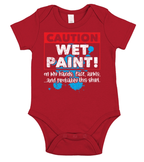 Caution Wet Paint Painter Profession Short Sleeve Baby One-Piece