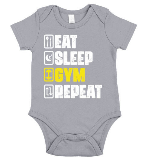 Eat Sleep Gym Repeat Funny Gym Workout Fitness Wei Short Sleeve Baby One-Piece