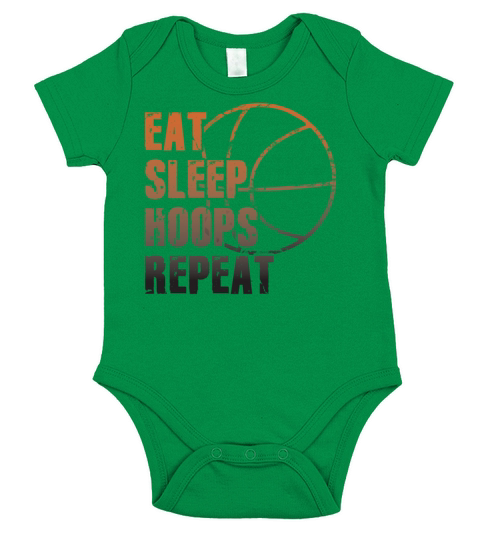 Eat Sleep Hoops Repeat Basketball Short Sleeve Baby One-Piece