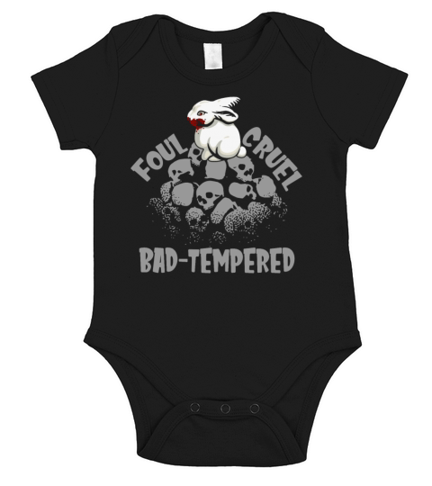 Foul Cruel Bad Tempered Horror Bunny Halloween Short Sleeve Baby One-Piece