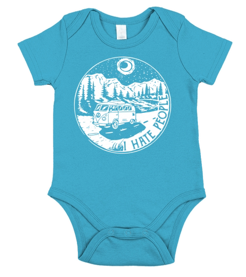 Hippie car I hate people Short Sleeve Baby One-Piece