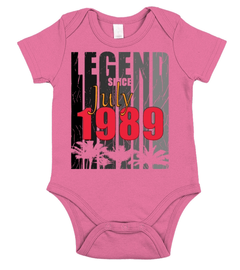 July 1989 birthday greeting retro design Short Sleeve Baby One-Piece