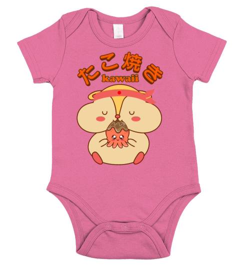 Kawaii Takoyaki Cute Food Vintage Hamster Short Sleeve Baby One-Piece