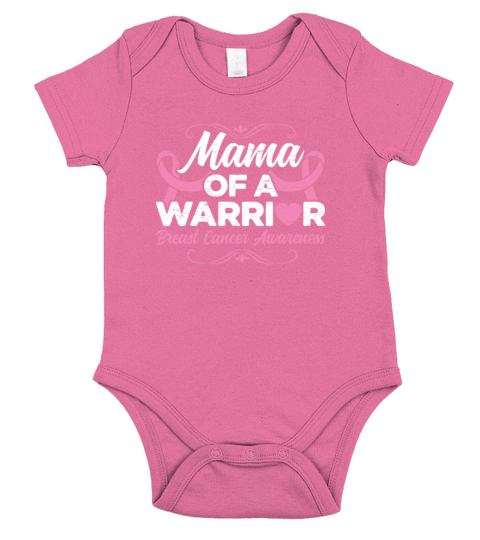 Mama Of A Warrior Pink Ribbon - Breast Cancer Short Sleeve Baby One-Piece