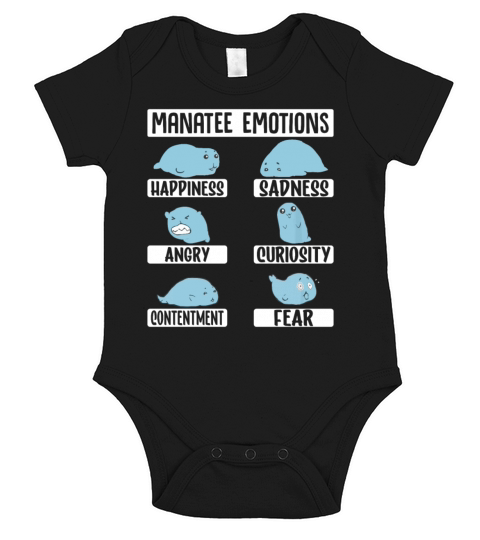 Manatee Emotion - Funny Sea Cows Sirenia Dugong Short Sleeve Baby One-Piece