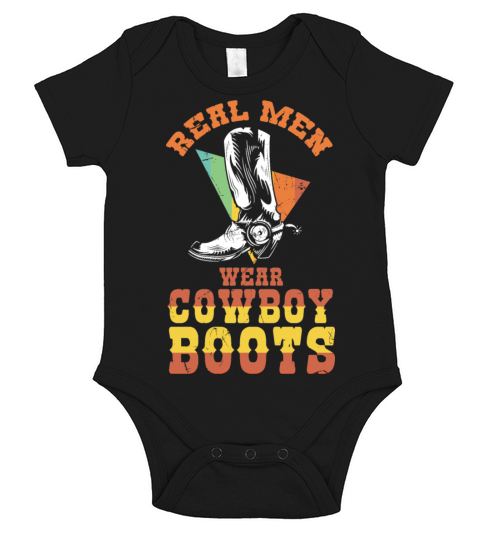 Men Wear Cowboy Boots Short Sleeve Baby One-Piece