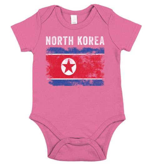 North Korea Flag Distressed Short Sleeve Baby One-Piece