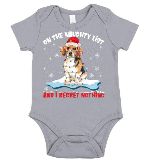 On The Naughty List And I Regret Nothing Beagle Short Sleeve Baby One-Piece