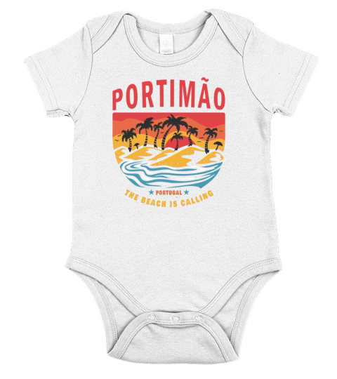 Portimao Portugal Beach Design Short Sleeve Baby One-Piece