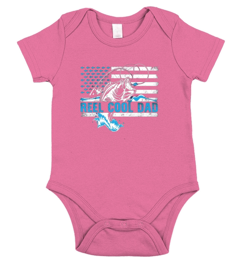 Reel Cool Dad Father day America Flag shirt Short Sleeve Baby One-Piece