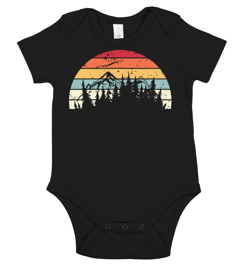 Retro Trekking Sunset Vintage hiking Sunrise Short Sleeve Baby One-Piece