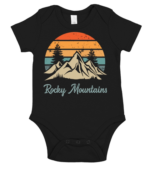Rocky Mountains Retro Vintage Mountain Sunset Outd Short Sleeve Baby One-Piece