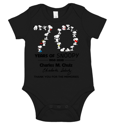 Snoopy 70th Anniversary 1950 2020 Charles M. Schulz thank you t-shirt Short Sleeve Baby One-Piece