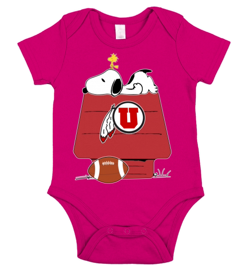 Snoopy Utah Utes fans Short Sleeve Baby One-Piece