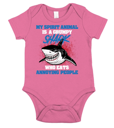 Spirit Animal Grumpy Shark Eats Annoying People Short Sleeve Baby One-Piece