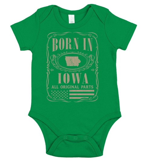 Vintage America US States Born Iowa Short Sleeve Baby One-Piece