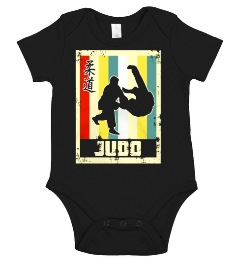 Vintage Style Judo Silhouette - Japanese Symbol Tee Shirt Short Sleeve Baby One-Piece