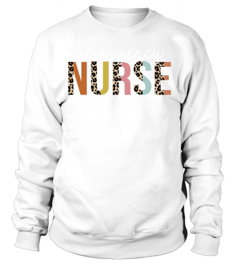 Emergency Nurse Colorful Leopard Print Funny Sweatshirt Unisex