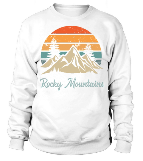 Rocky Mountains Retro Vintage Mountain Sunset Outd Sweatshirt Unisex