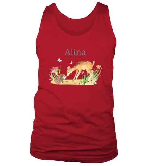 Forest Animal Deer Hedgehog Flowers Name Alina Tank Top Unisex