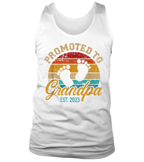 Mens Promoted To Grandpa 2023 Vintage Retro Tank Top Unisex
