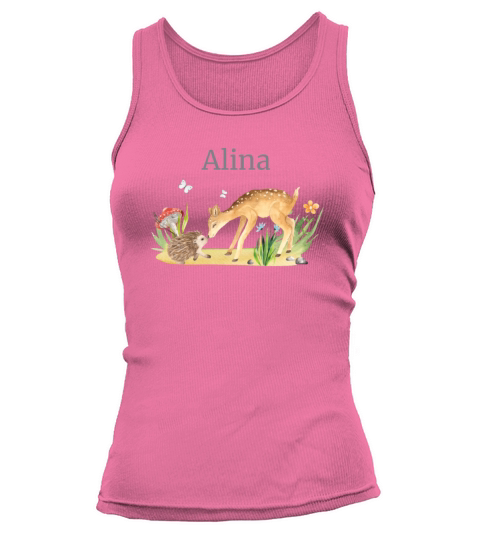 Forest Animal Deer Hedgehog Flowers Name Alina Tank top Woman