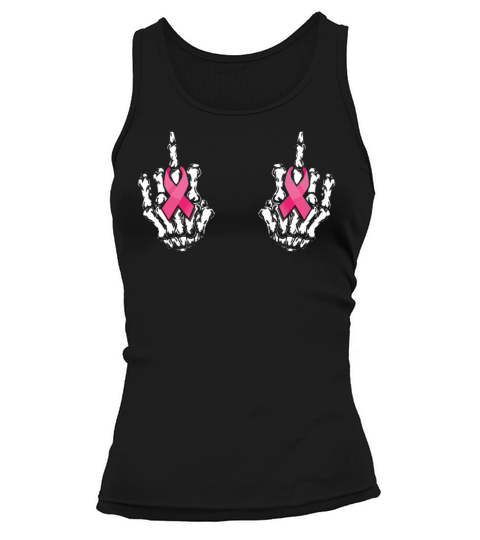Skeleton Hand Breast Cancer Awareness Ribbon Pink Tank top Woman