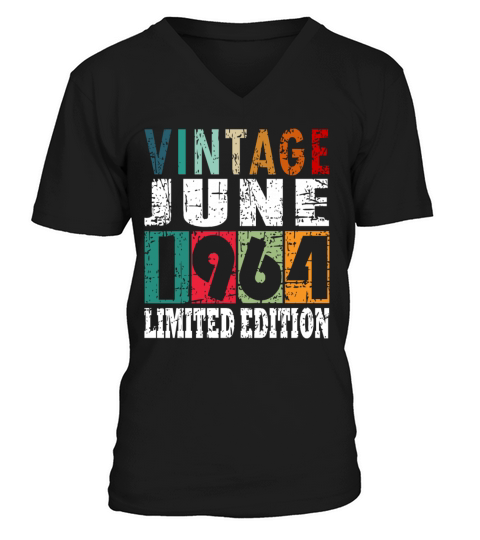 1964 vintage born in June gift V-Neck T-shirt
