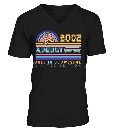 20th Birthday In August 2002 V-Neck T-shirt