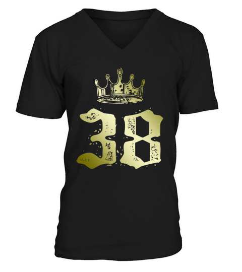 38 number crown V-Neck T-shirt