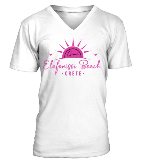 Crete Greece Elafonissi Pink Sand Beach Summer V-Neck T-shirt