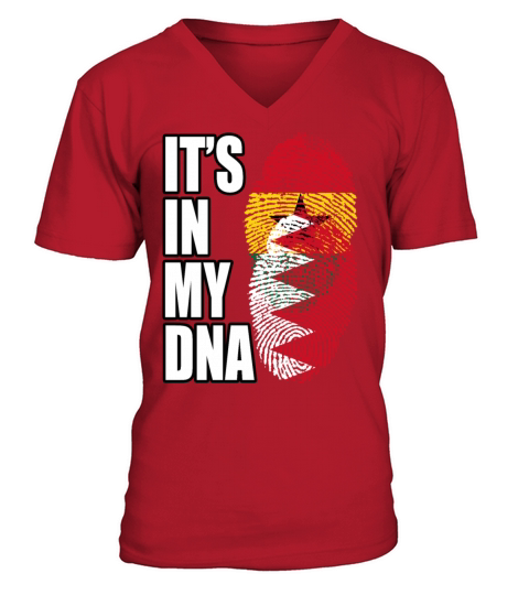 Ghanaian And Bahraini Mix Heritage DNA Flag V-Neck T-shirt