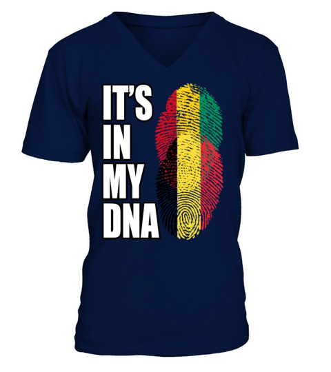 Guinean And Belgian Mix Heritage DNA Flag V-Neck T-shirt