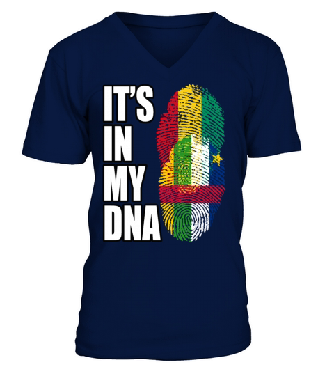 Guinean And Central African Mix Heritage DNA Flag V-Neck T-shirt