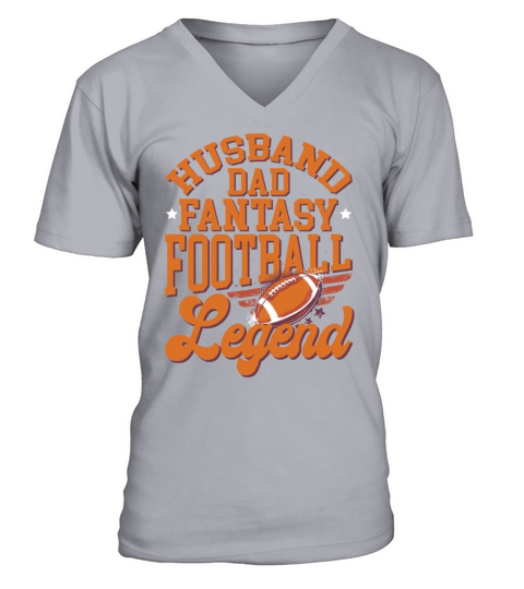 Husband Dad Fantasy Football Legend Funny V-Neck T-shirt