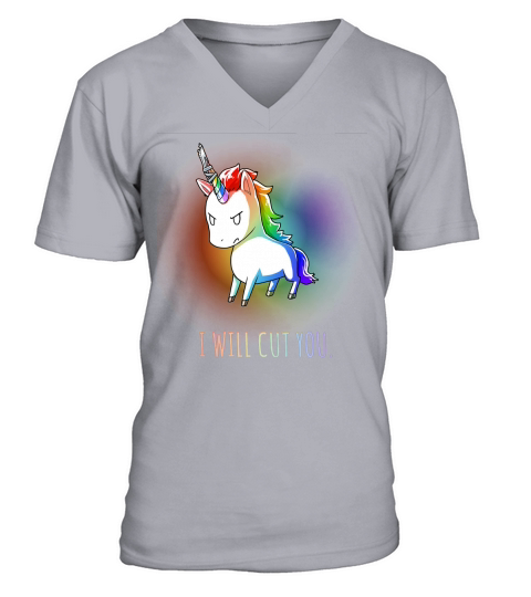 I WILL CUT YOU - STABBY UNICORN FUNNY T SHIRT V-Neck T-shirt