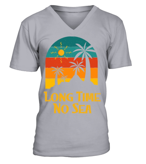 Long Time No Sea Beach Summer Ocean Tropical V-Neck T-shirt